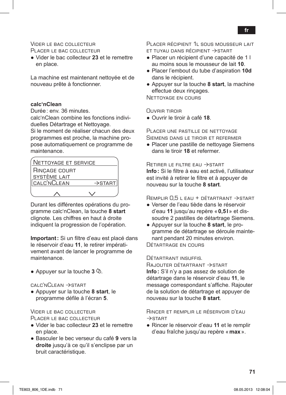 Start | Siemens TE803509DE User Manual | Page 75 / 112