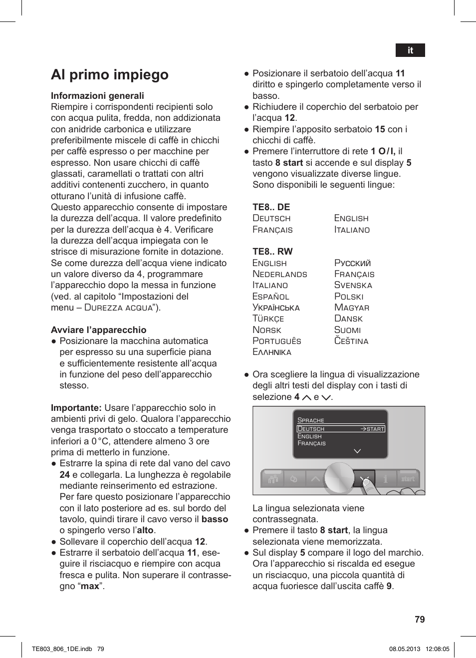 Al primo impiego | Siemens TE803509DE User Manual | Page 83 / 112