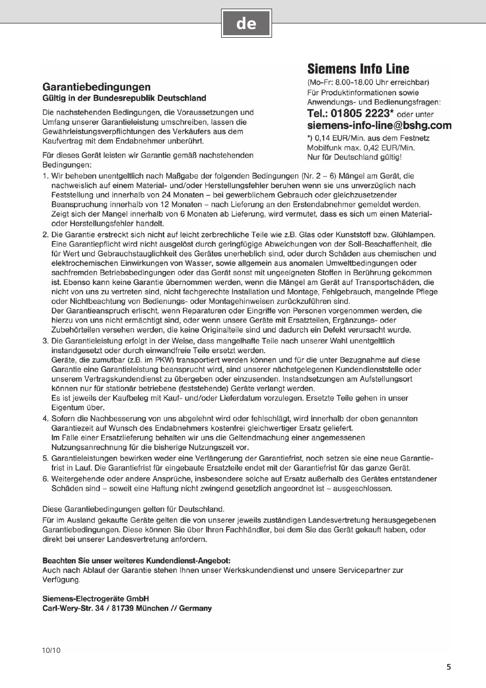 Siemens DE2427555 User Manual | Page 5 / 36