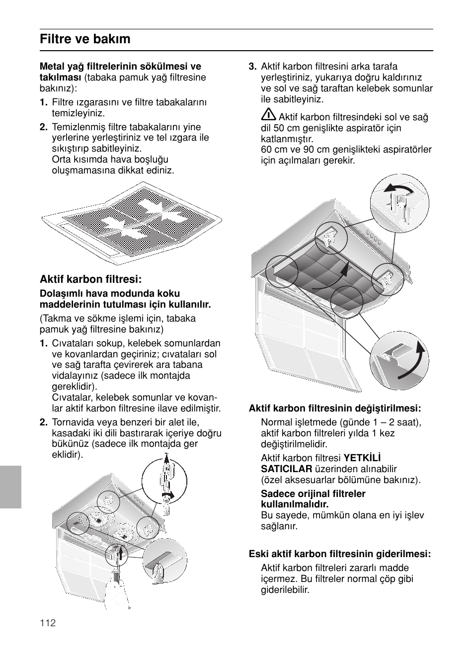 Filtre ve bak∂m | Siemens LU17122 User Manual | Page 112 / 124