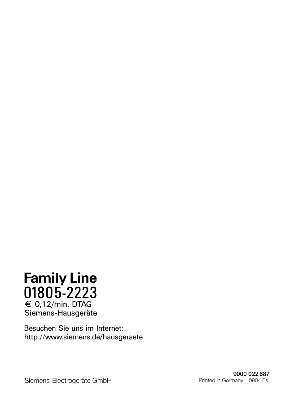 Family line | Siemens LU17122 User Manual | Page 124 / 124