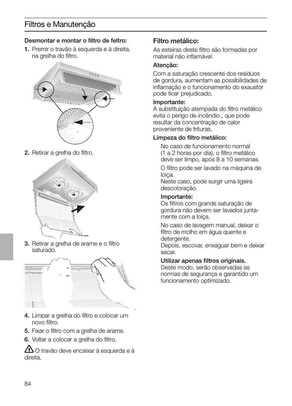 Filtros e manutenção | Siemens LU17122 User Manual | Page 84 / 124