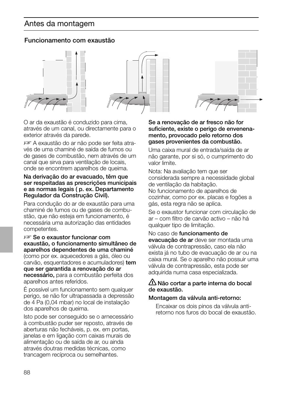 Antes da montagem | Siemens LU17122 User Manual | Page 88 / 124