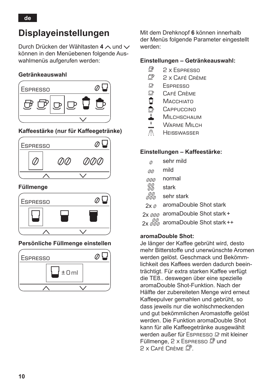 Но р т, Displayeinstellungen | Siemens TE806501DE User Manual | Page 14 / 116