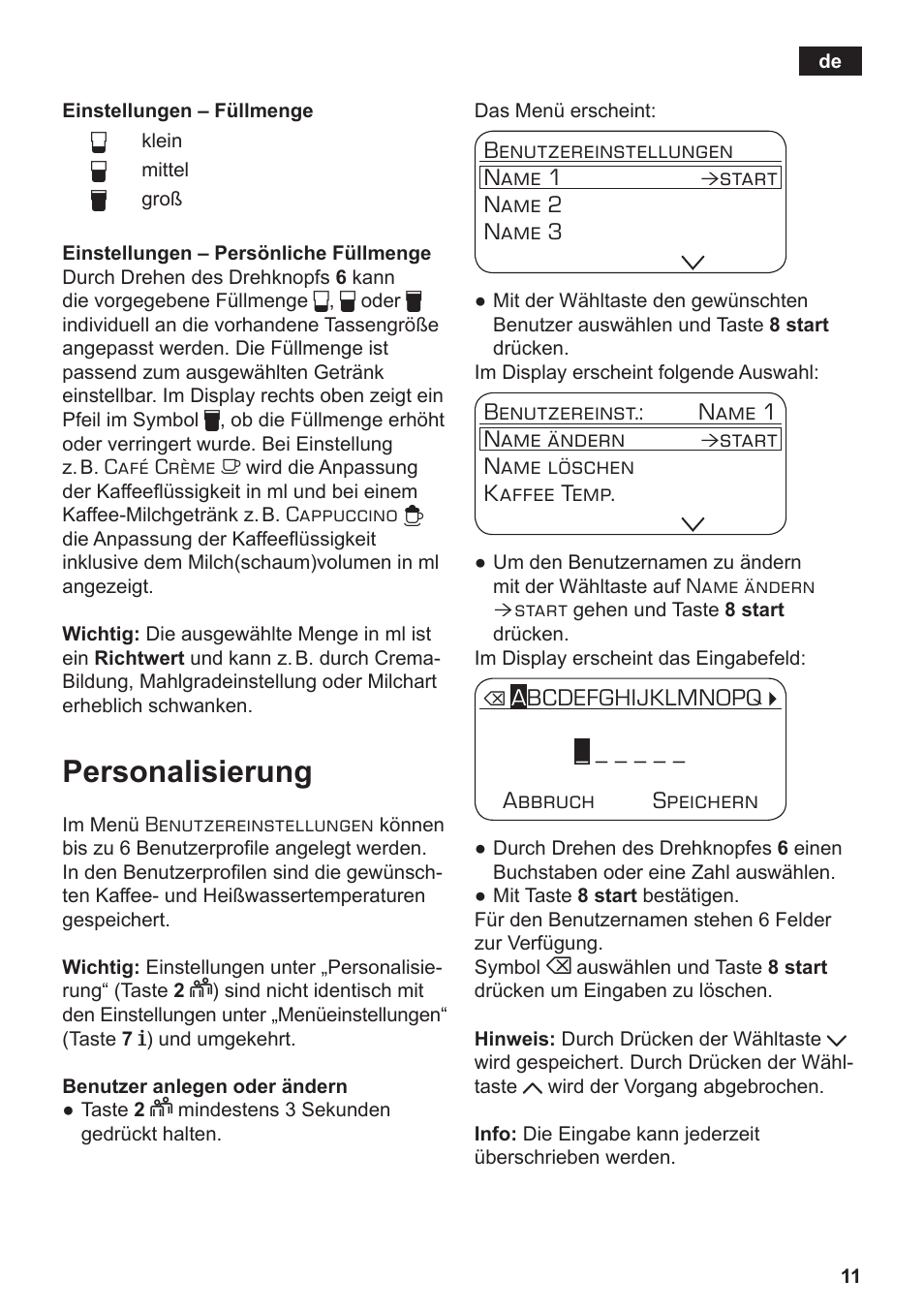 Personalisierung | Siemens TE806501DE User Manual | Page 15 / 116