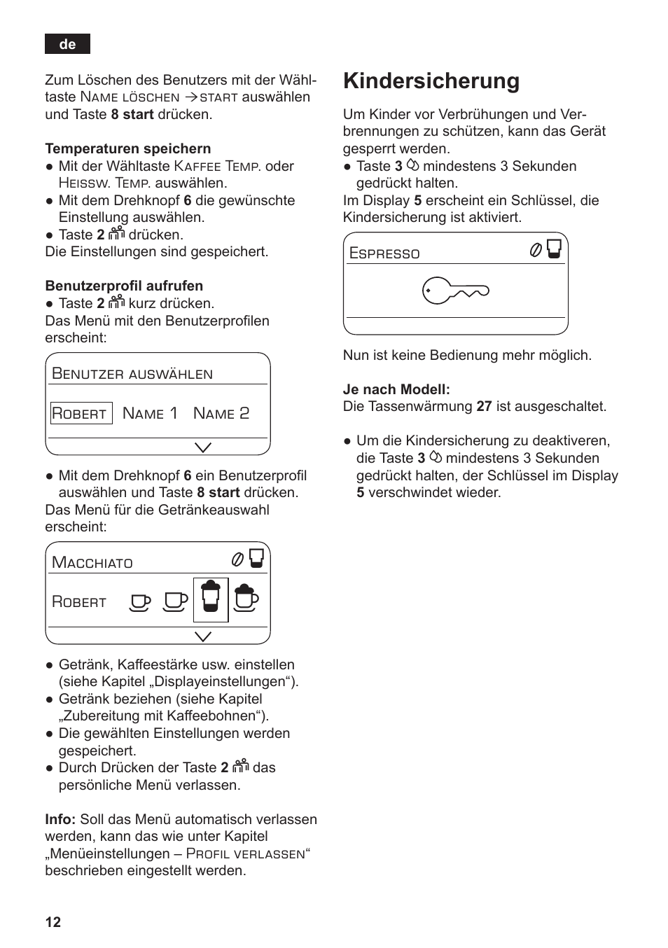 А б е ж, Kindersicherung | Siemens TE806501DE User Manual | Page 16 / 116