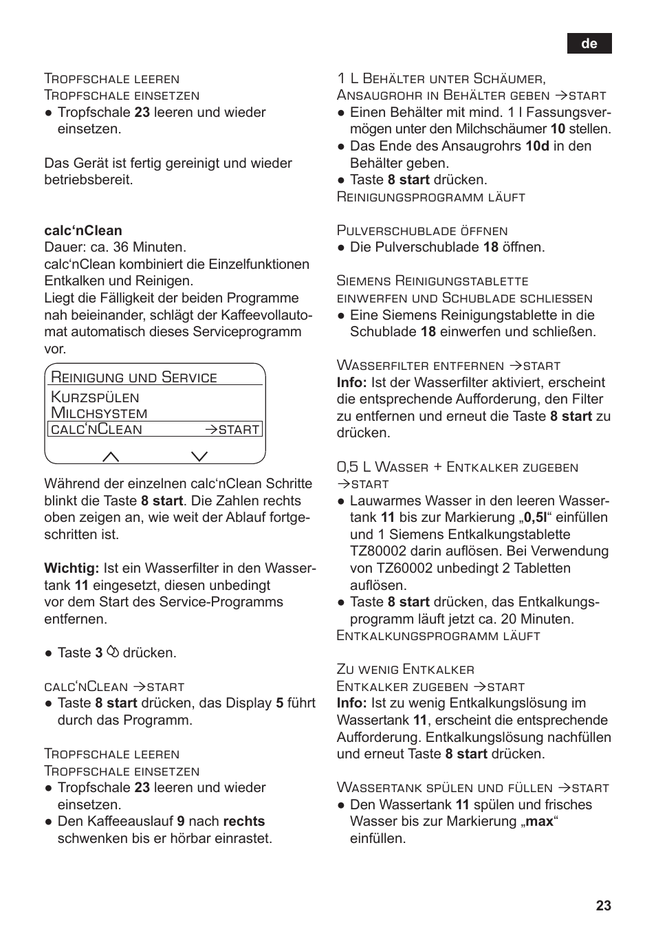 Start | Siemens TE806501DE User Manual | Page 27 / 116