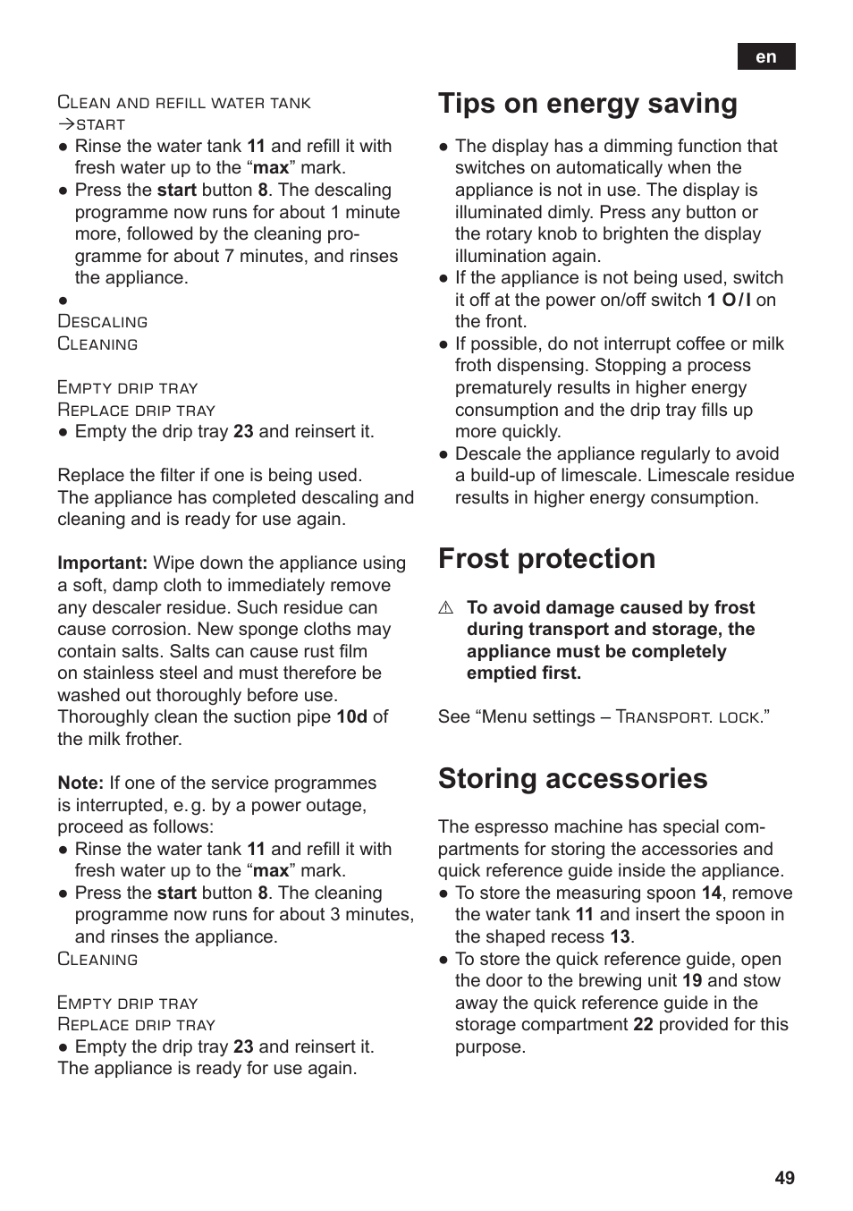 Tips on energy saving, Frost protection, Storing accessories | Siemens TE806501DE User Manual | Page 53 / 116