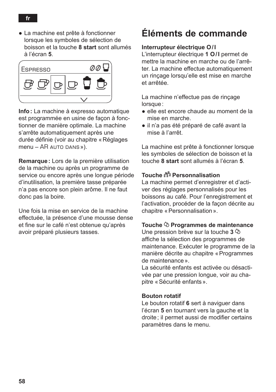 Éléments de commande | Siemens TE806501DE User Manual | Page 62 / 116