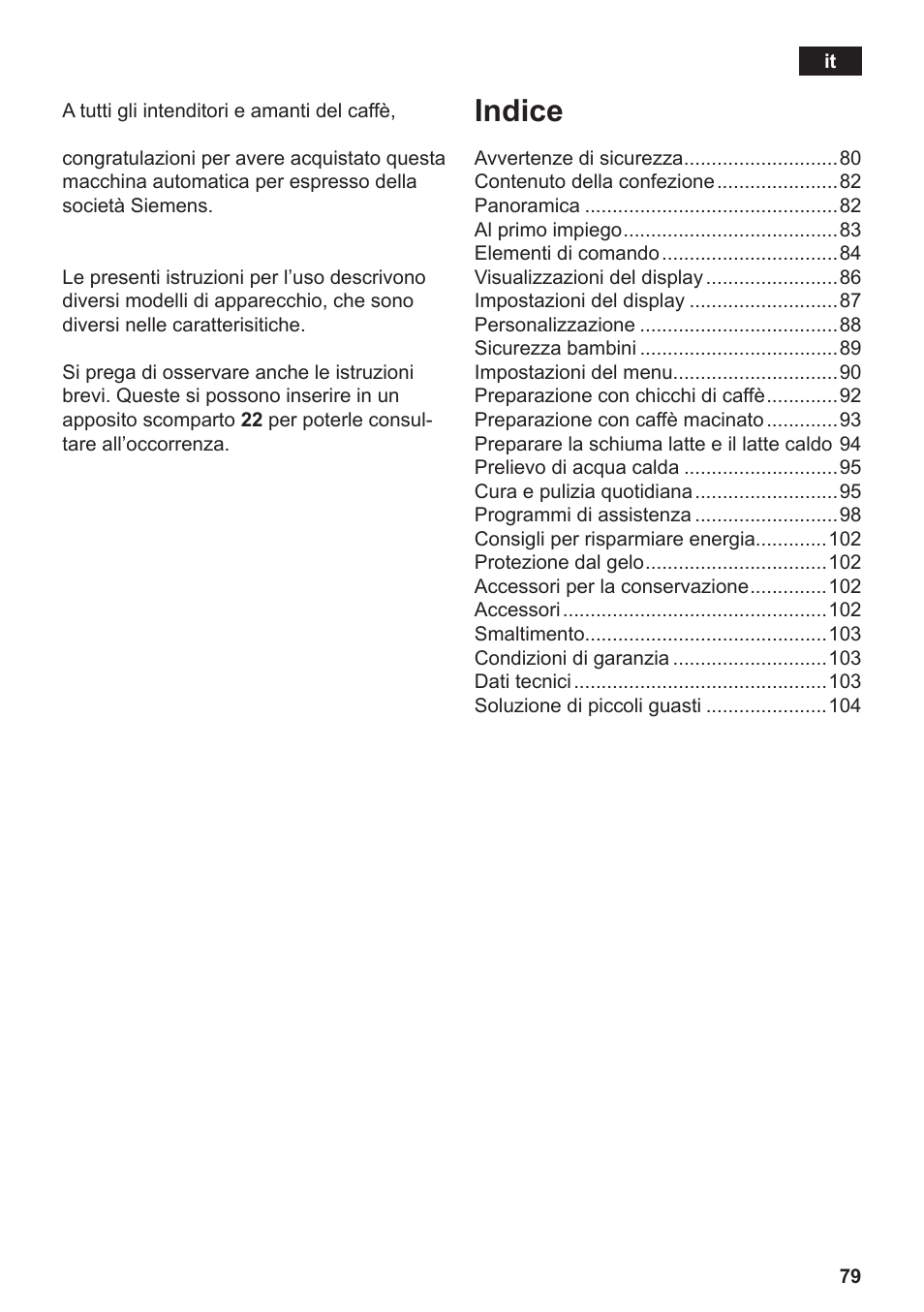 Indice | Siemens TE806501DE User Manual | Page 83 / 116