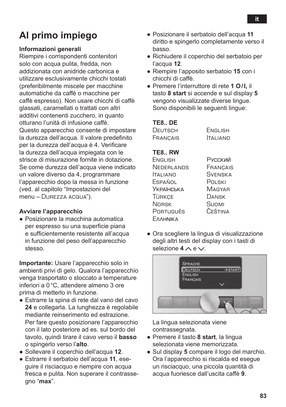 Al primo impiego | Siemens TE806501DE User Manual | Page 87 / 116