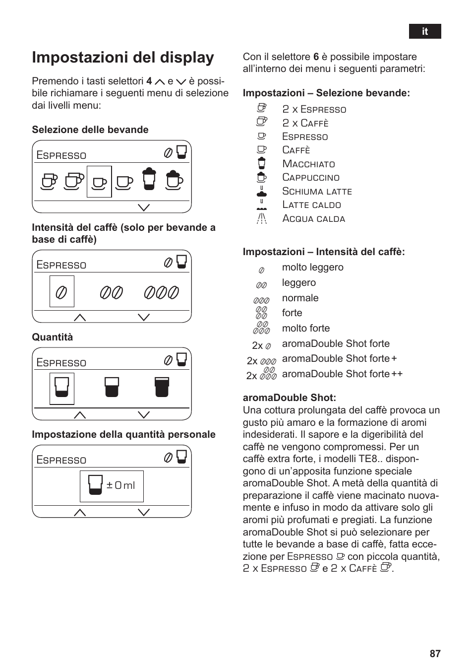 Но р т, Impostazioni del display | Siemens TE806501DE User Manual | Page 91 / 116