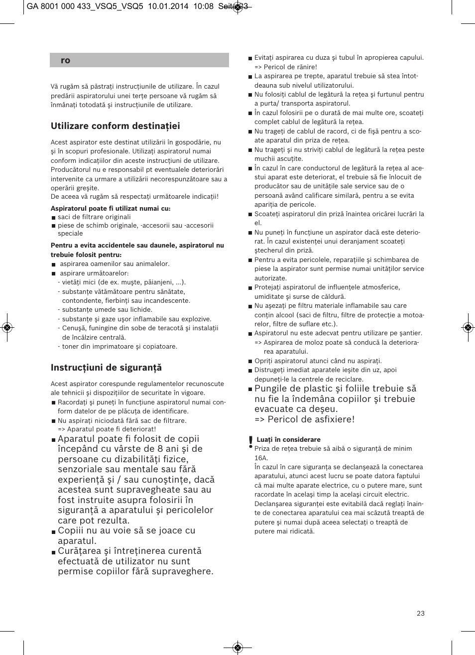 Utilizare conform destinaţiei, Instrucţiuni de siguranţă | Siemens VSQ5X12M1 User Manual | Page 24 / 96