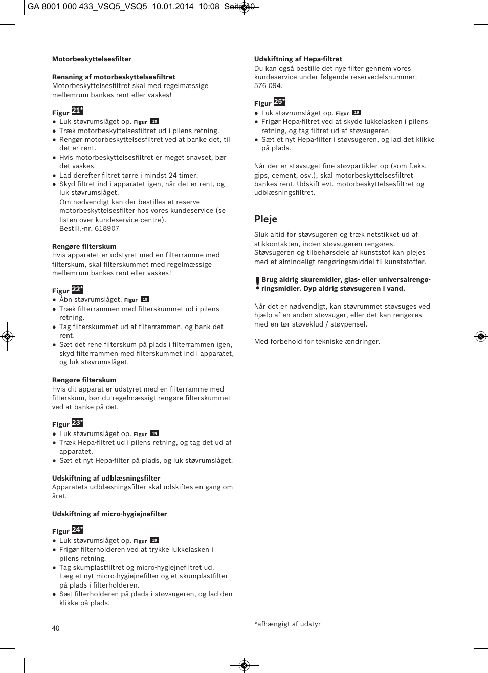 Pleje | Siemens VSQ5X12M1 User Manual | Page 41 / 96