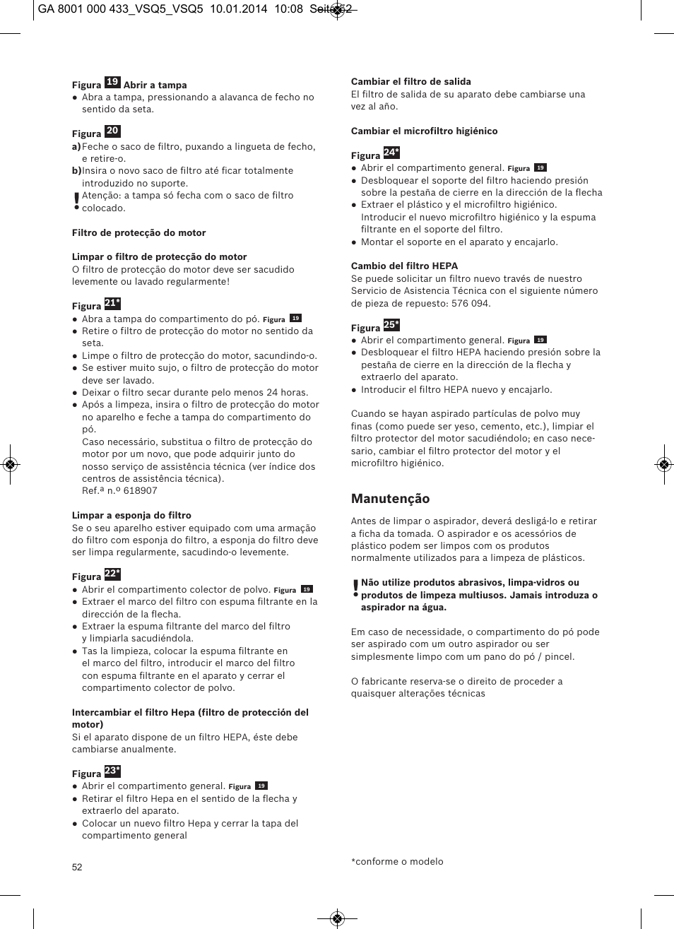 Manutenção | Siemens VSQ5X12M1 User Manual | Page 53 / 96