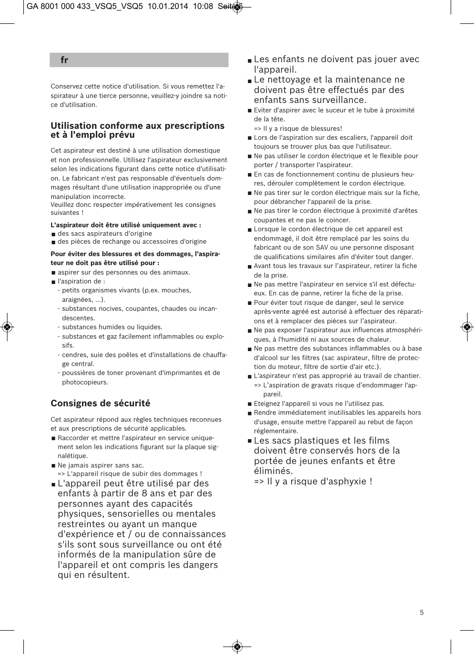 Consignes de sécurité | Siemens VSQ5X12M1 User Manual | Page 6 / 96