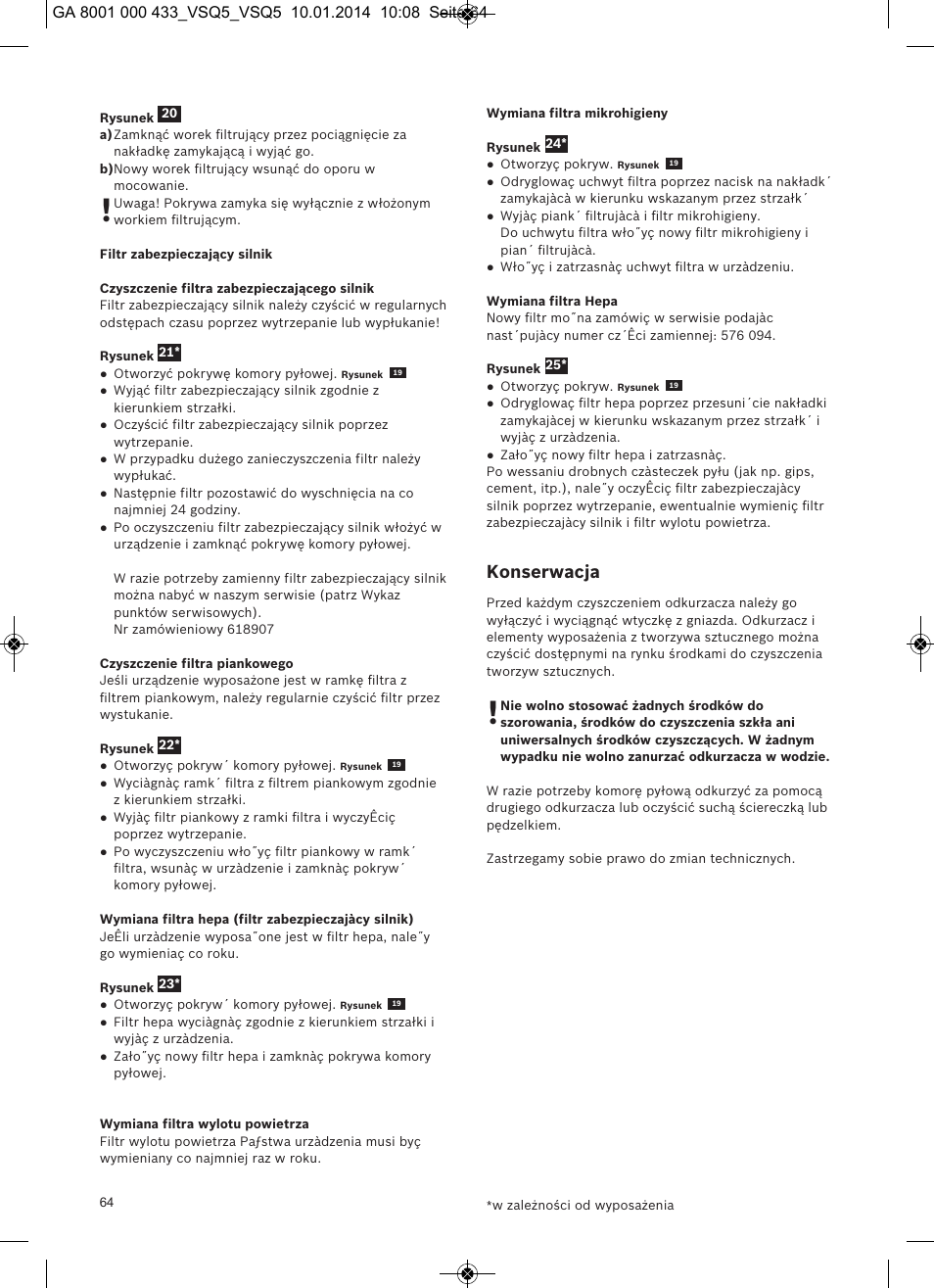 Konserwacja | Siemens VSQ5X12M1 User Manual | Page 65 / 96