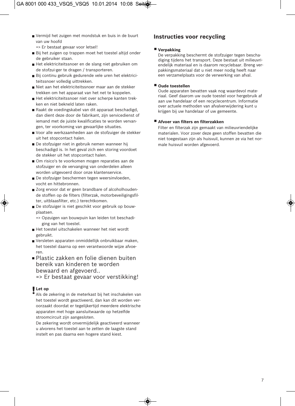 Instructies voor recycling | Siemens VSQ5X12M1 User Manual | Page 8 / 96
