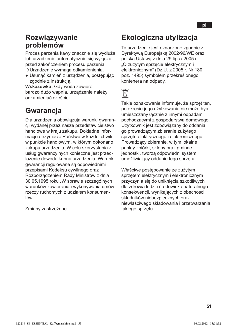 Rozwiązywanie problemów, Gwarancja, Ekologiczna utylizacja | Siemens TC3A0103 User Manual | Page 53 / 74