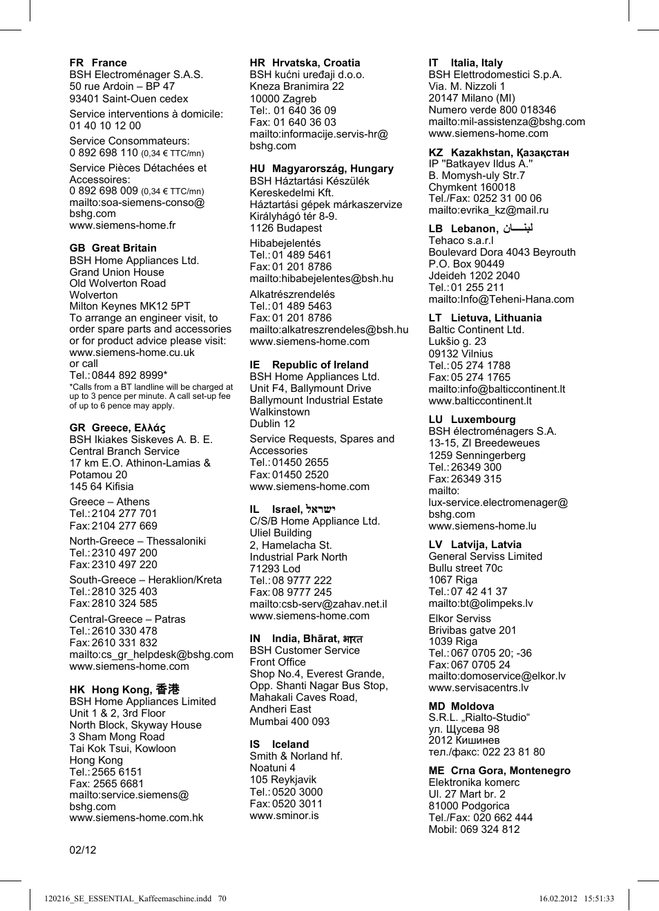 Siemens TC3A0103 User Manual | Page 70 / 74