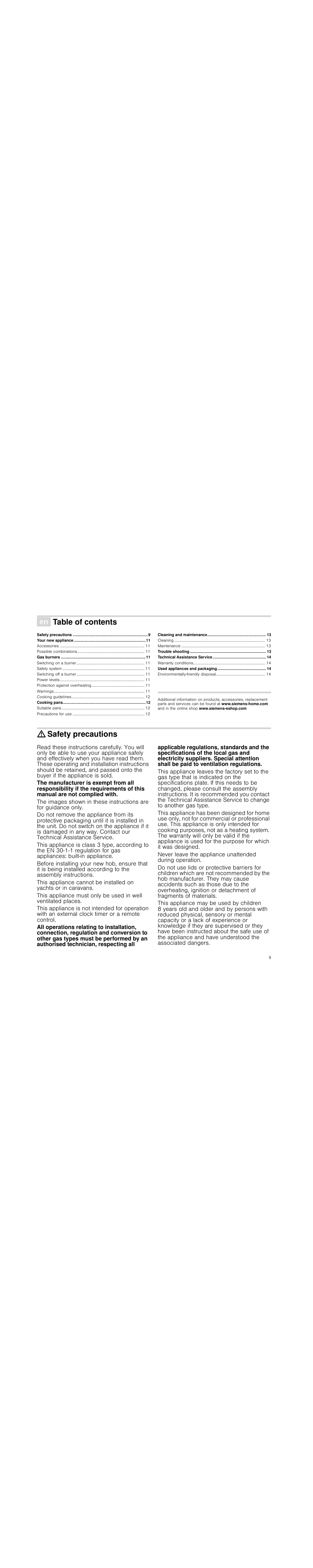 Siemens EG20158EU User Manual | Page 9 / 51