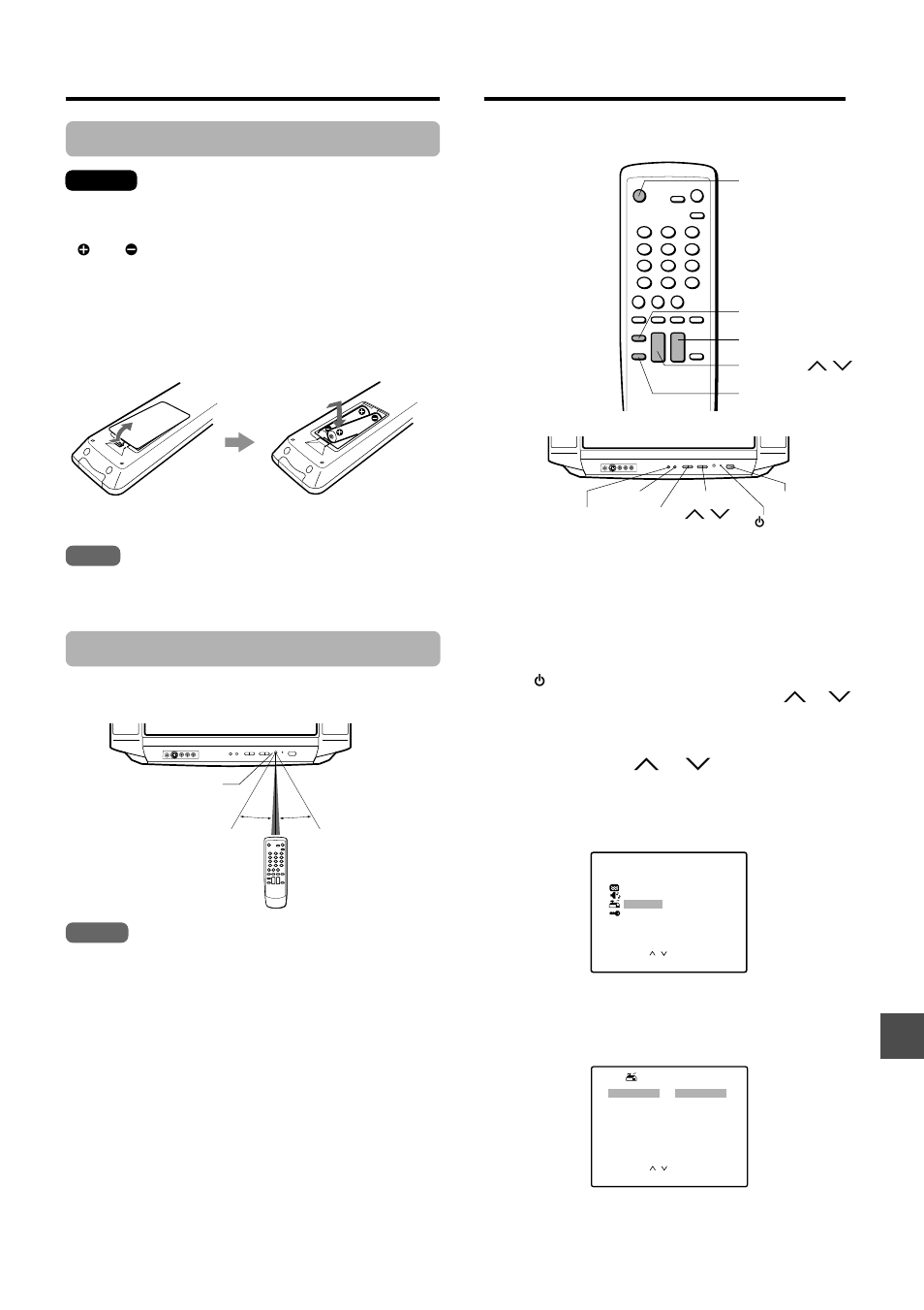 Preparing the remote control, Setting the language, Inserting the batteries | Using the remote control | Aiwa TV-F2000u User Manual | Page 13 / 80