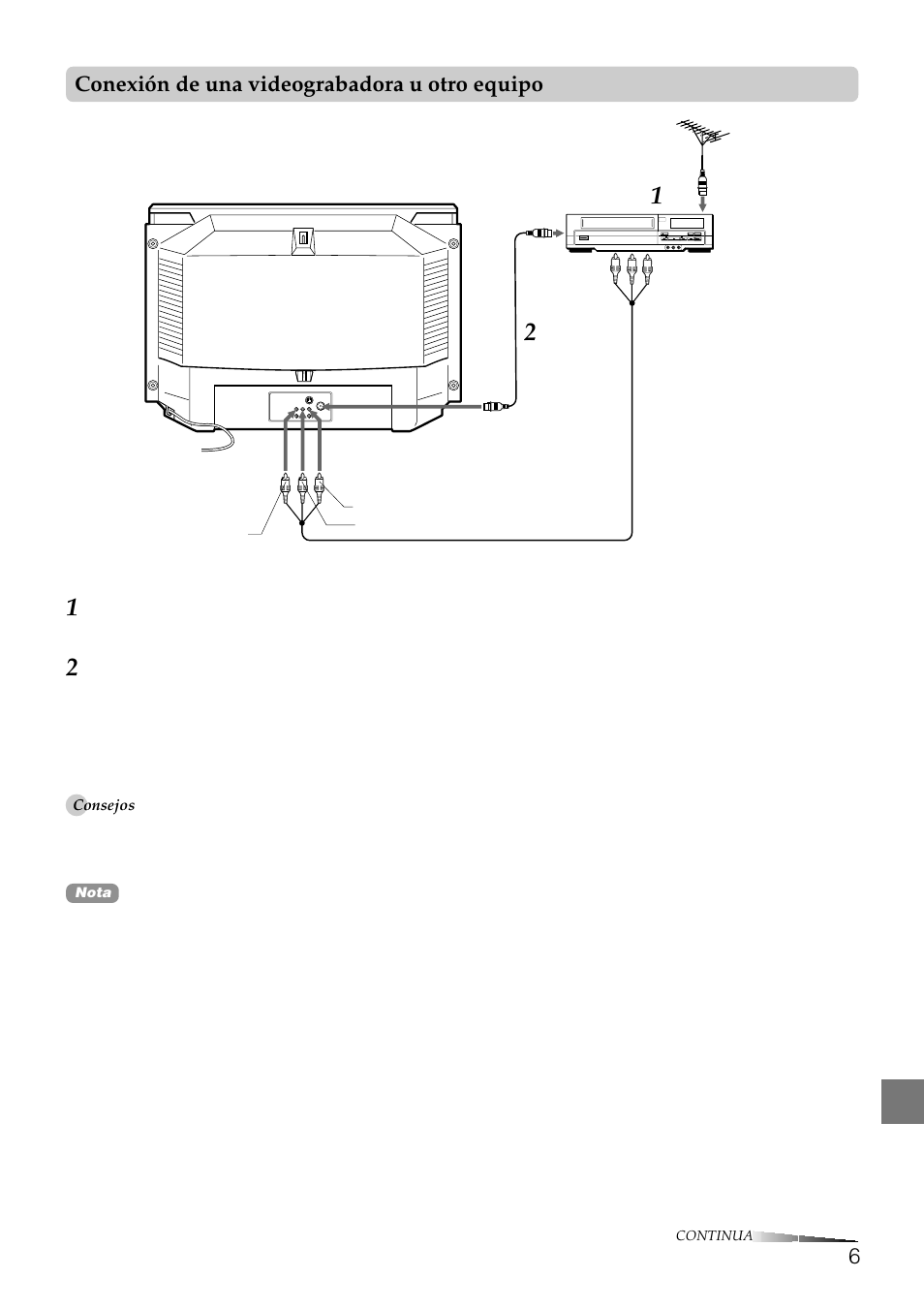 Conexión de una videograbadora u otro equipo, Para ver imágenes de video | Aiwa TV-F2000u User Manual | Page 38 / 80