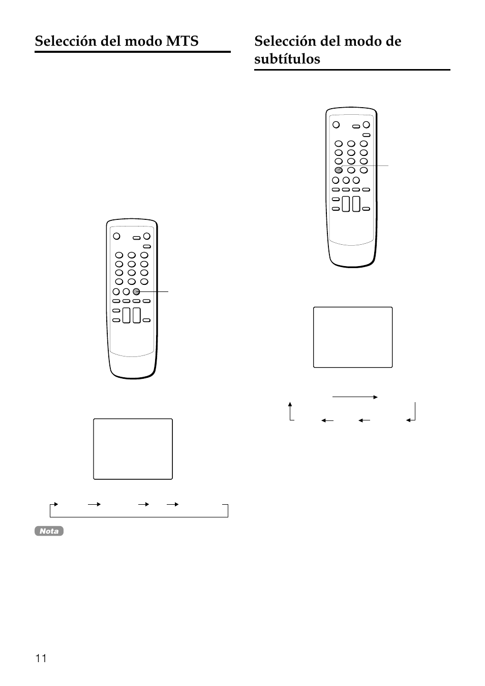 Selección del modo mts, Selección del modo de subtítulos | Aiwa TV-F2000u User Manual | Page 43 / 80