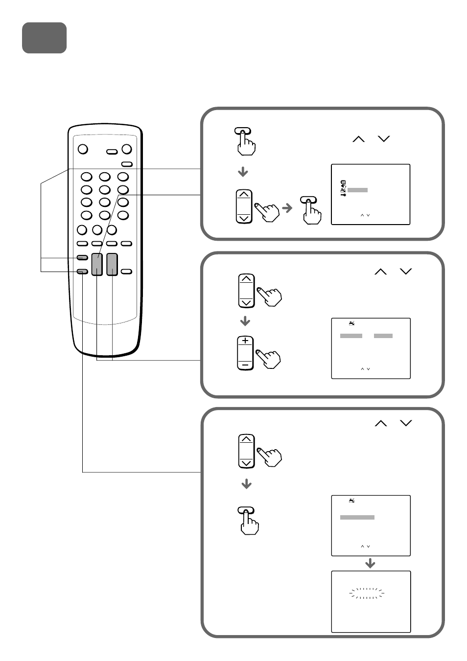 Setting the channels, Before starting make sure the tv is in tv mode, Channel | Volume + or, Enter, Menu | Aiwa TV-F2000u User Manual | Page 5 / 80