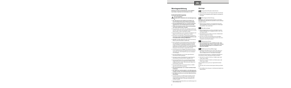 Montageanleitung, Sicherheitshinweise, Montage | Auspacken/haube abnehmen, Montagevorbereitung, Wandmontage, Wasseranschluss, Elektroanschluss/montage | Siemens DE2427415 User Manual | Page 8 / 46