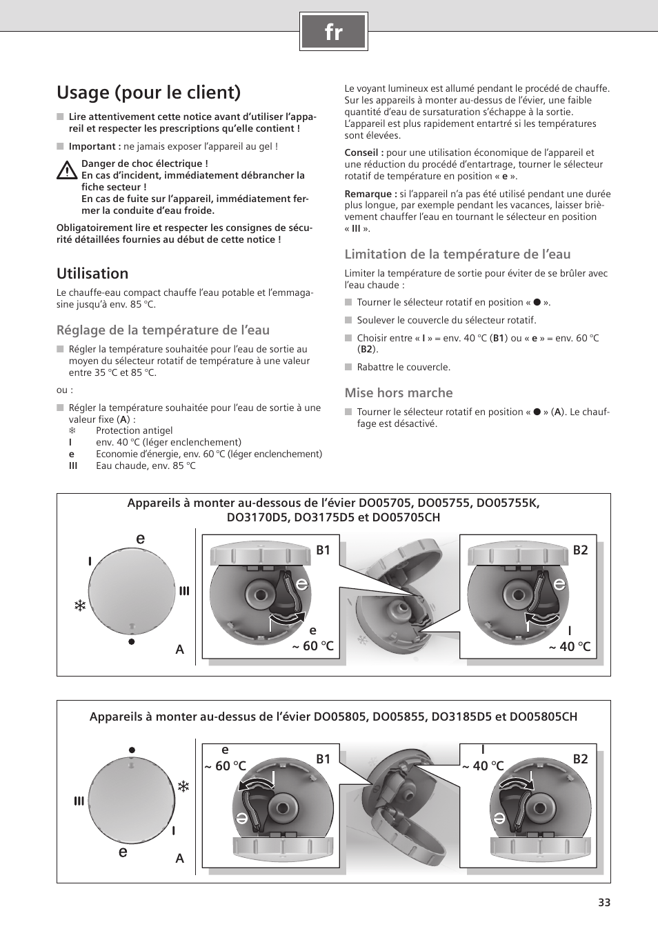 Usage (pour le client), Utilisation | Siemens DO05755K User Manual | Page 33 / 64