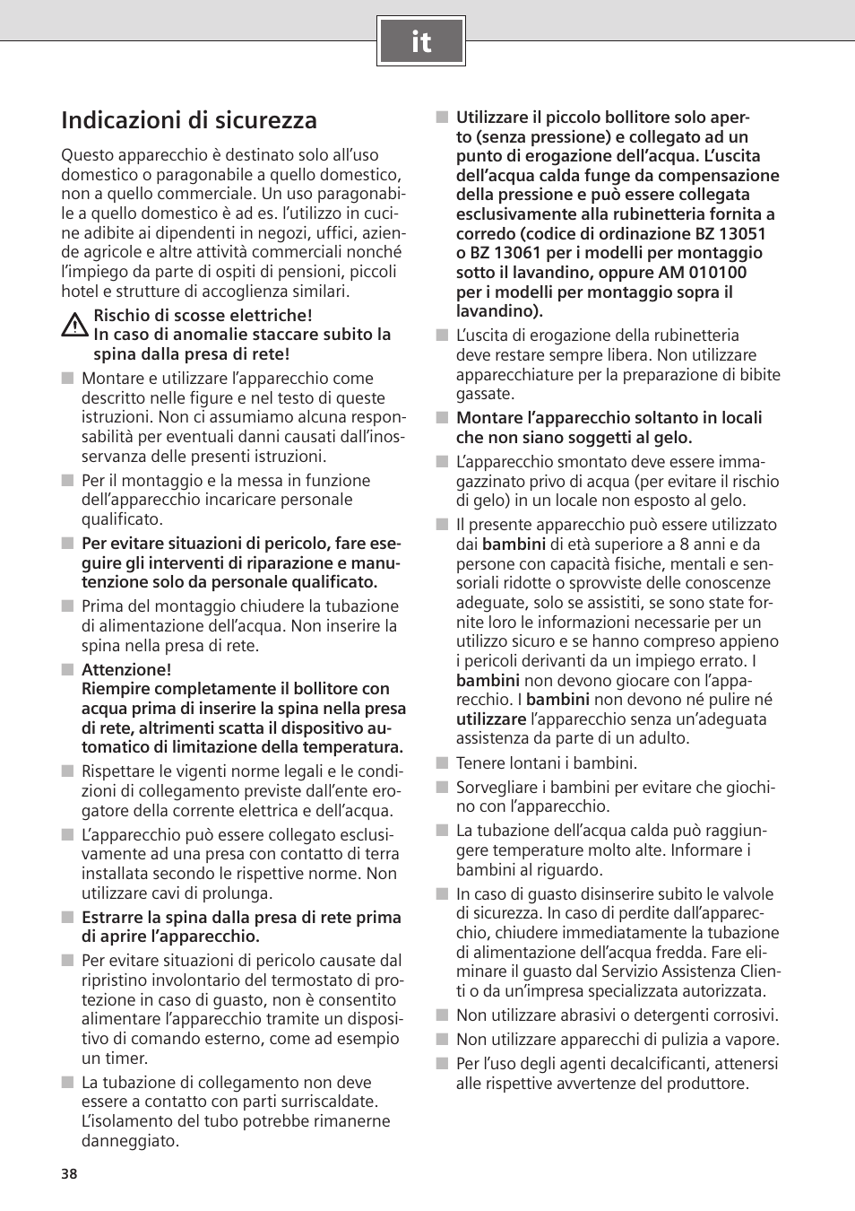 Indicazioni di sicurezza | Siemens DO05755K User Manual | Page 38 / 64