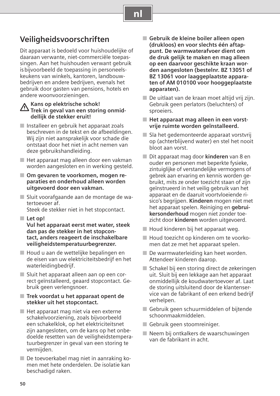 Veiligheidsvoorschriften | Siemens DO05755K User Manual | Page 50 / 64