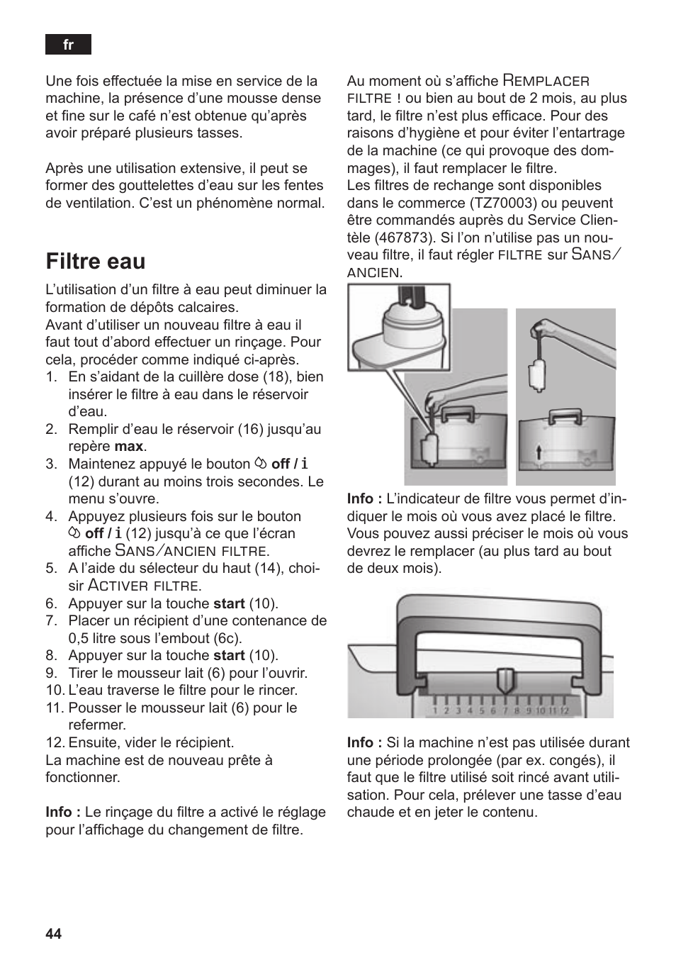 Filtre eau, Sans/ancien filtre, Activer filtre | Remplacer filtre, Filtre, Sans/ ancien | Siemens TE503509DE User Manual | Page 48 / 86