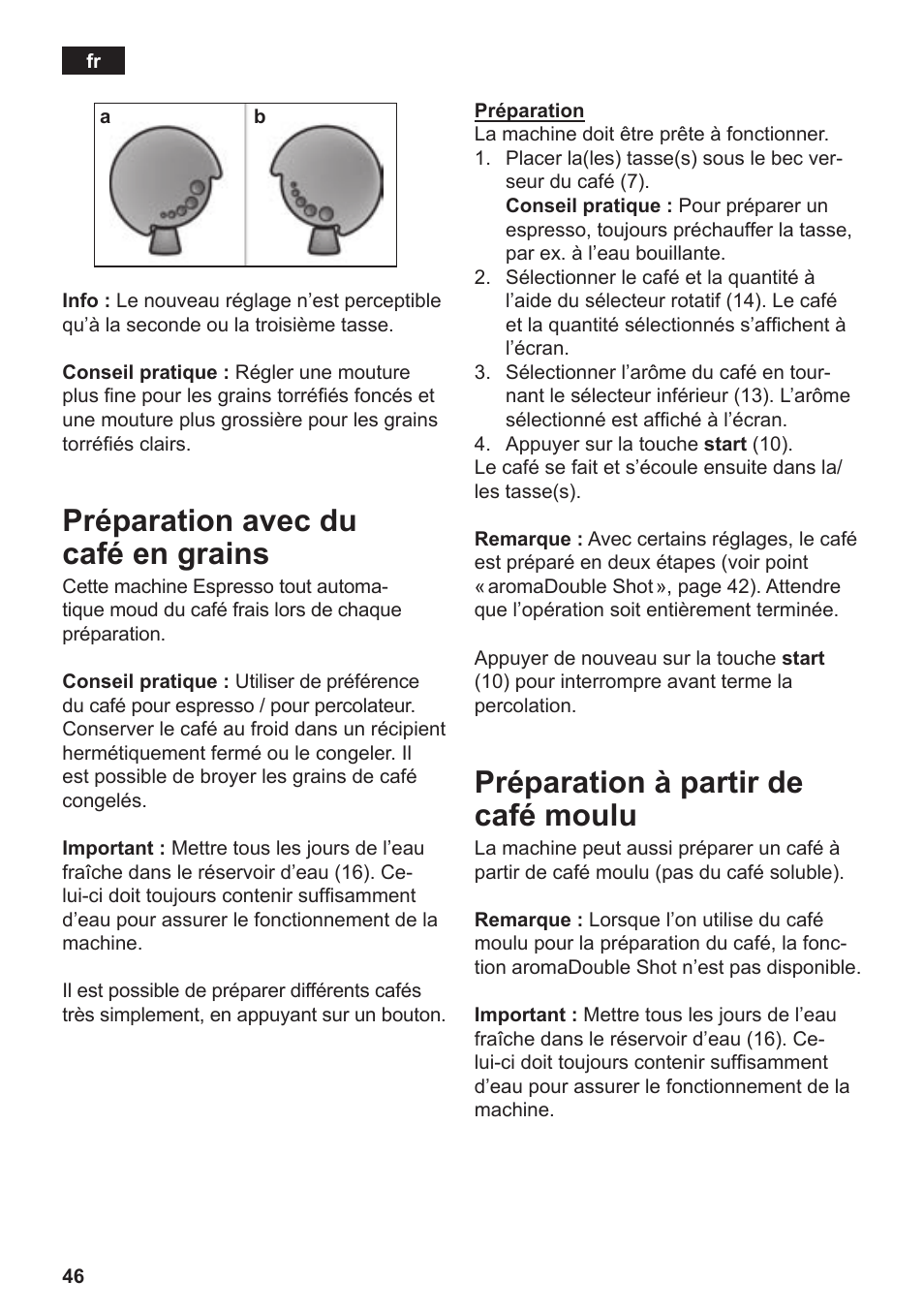 Préparation avec du café en grains, Préparation à partir de café moulu | Siemens TE503509DE User Manual | Page 50 / 86