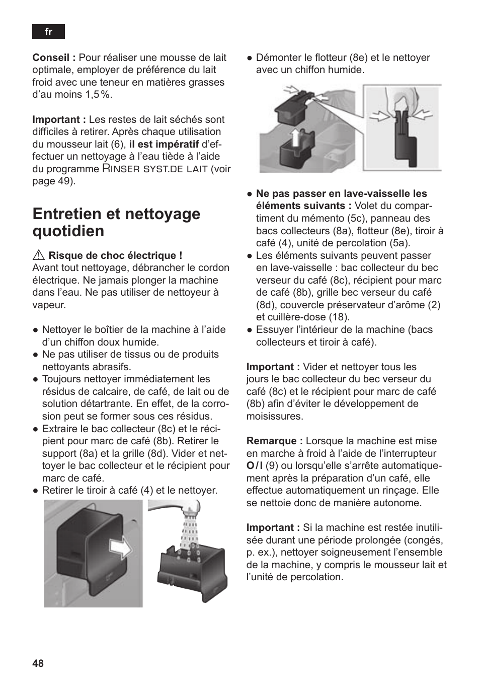 Entretien et nettoyage quotidien, Rinser syst.de lait | Siemens TE503509DE User Manual | Page 52 / 86