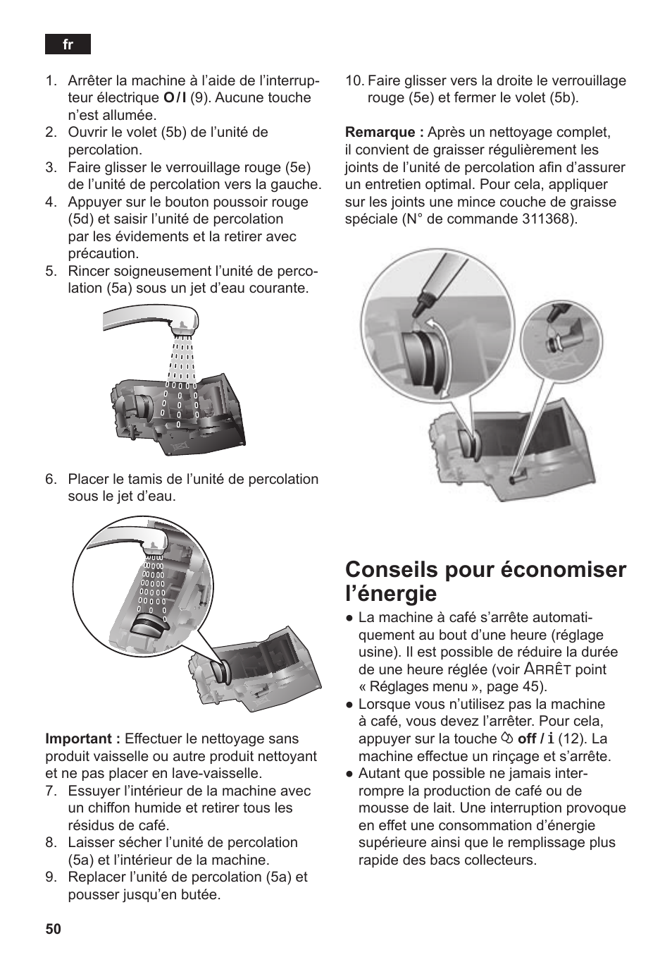 Conseils pour économiser l’énergie, Arrêt | Siemens TE503509DE User Manual | Page 54 / 86