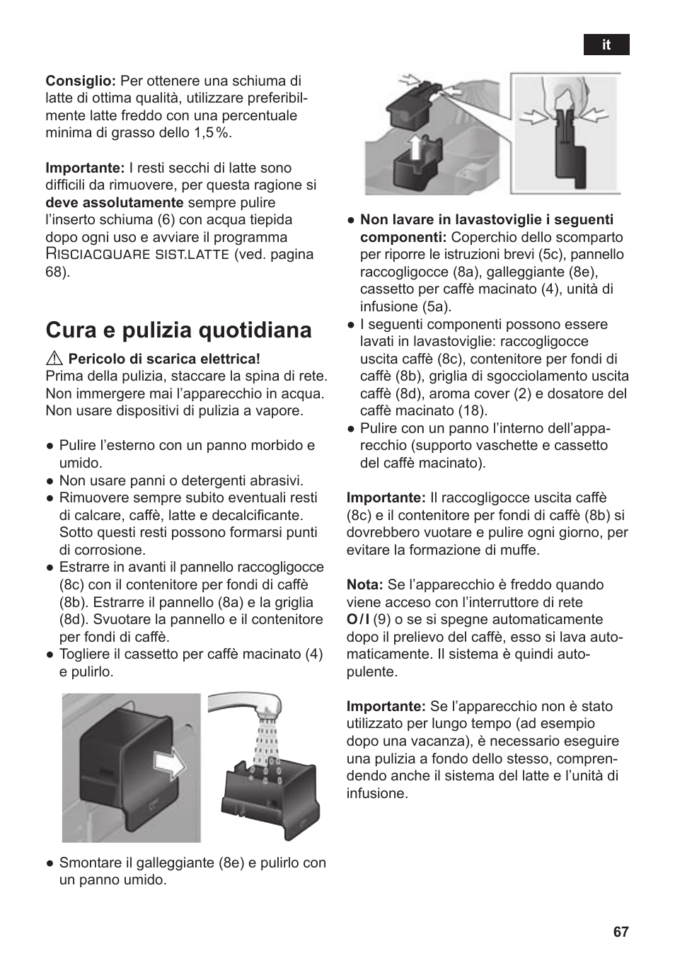 Cura e pulizia quotidiana, Risciacquare sist.latte | Siemens TE503509DE User Manual | Page 71 / 86