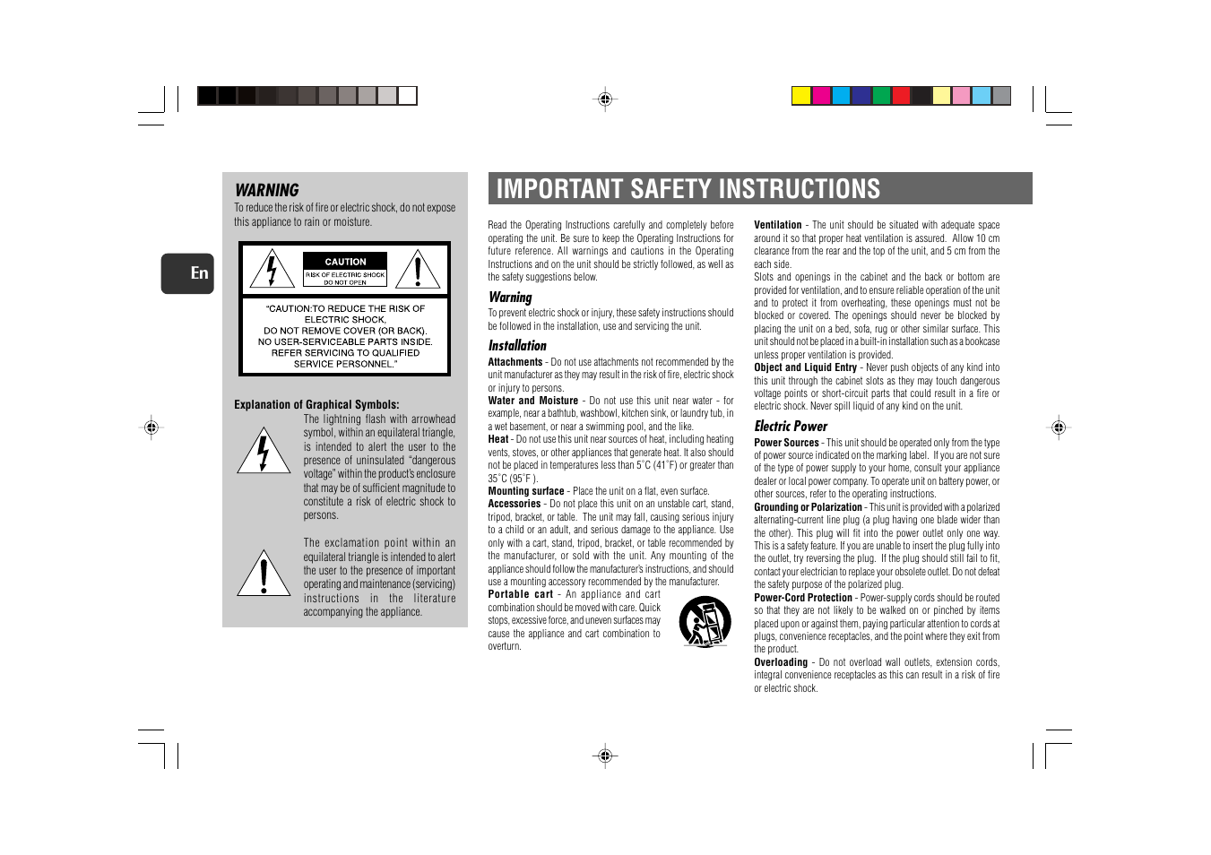 Important safety instructions | Aiwa XR-EC10 User Manual | Page 2 / 16