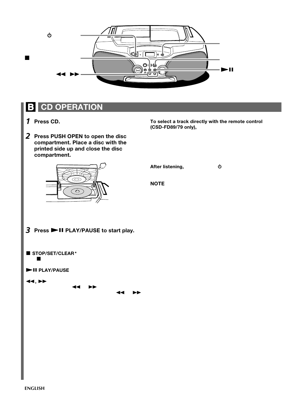 Cd operation | Aiwa CSD-FD89 User Manual | Page 8 / 32