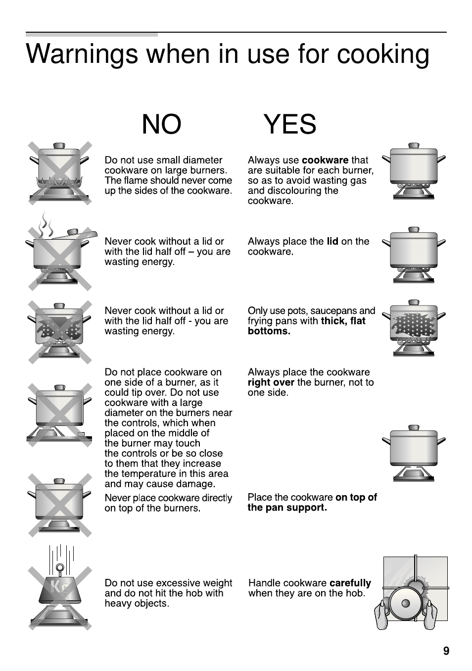 Warnings when in use for cooking | Siemens EG20158EU User Manual | Page 11 / 98