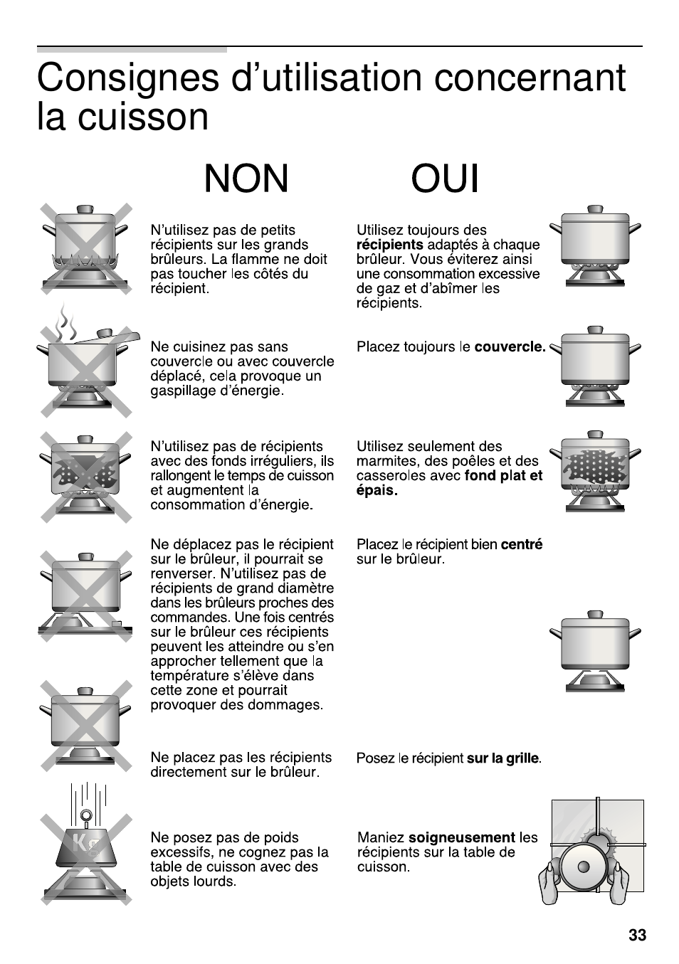 Consignes d’utilisation concernant la cuisson | Siemens EG20158EU User Manual | Page 35 / 98