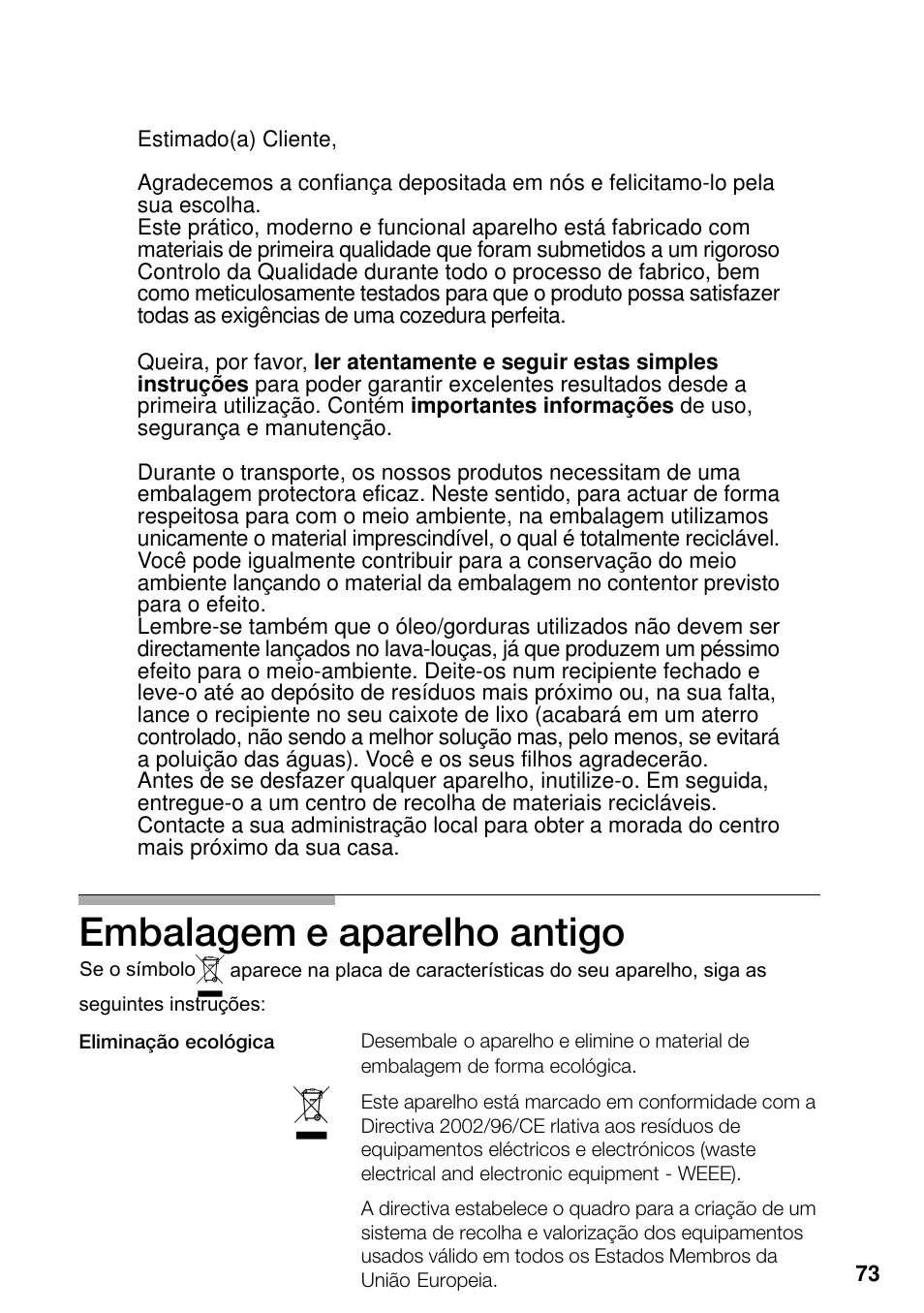 Embalagem e aparelho antigo | Siemens EG20158EU User Manual | Page 75 / 98