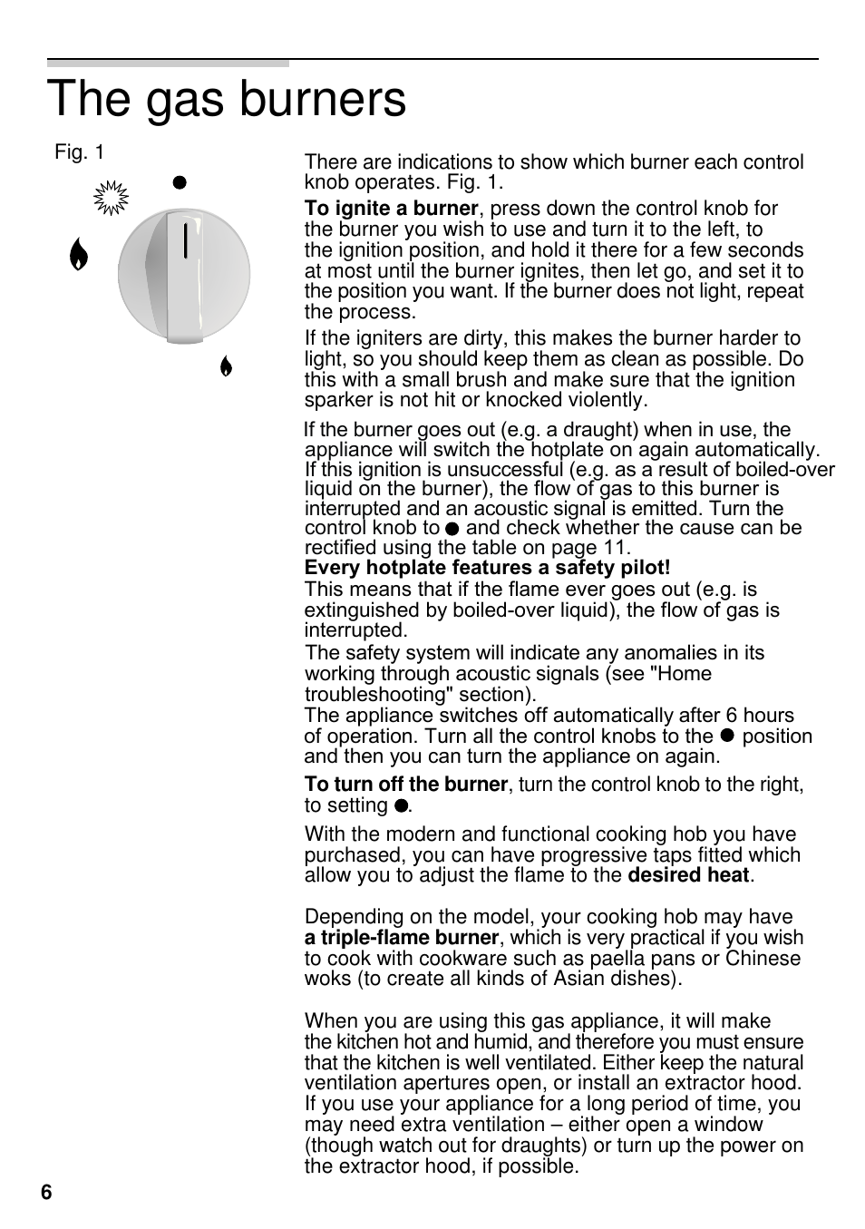 The gas burners | Siemens EG20158EU User Manual | Page 8 / 98