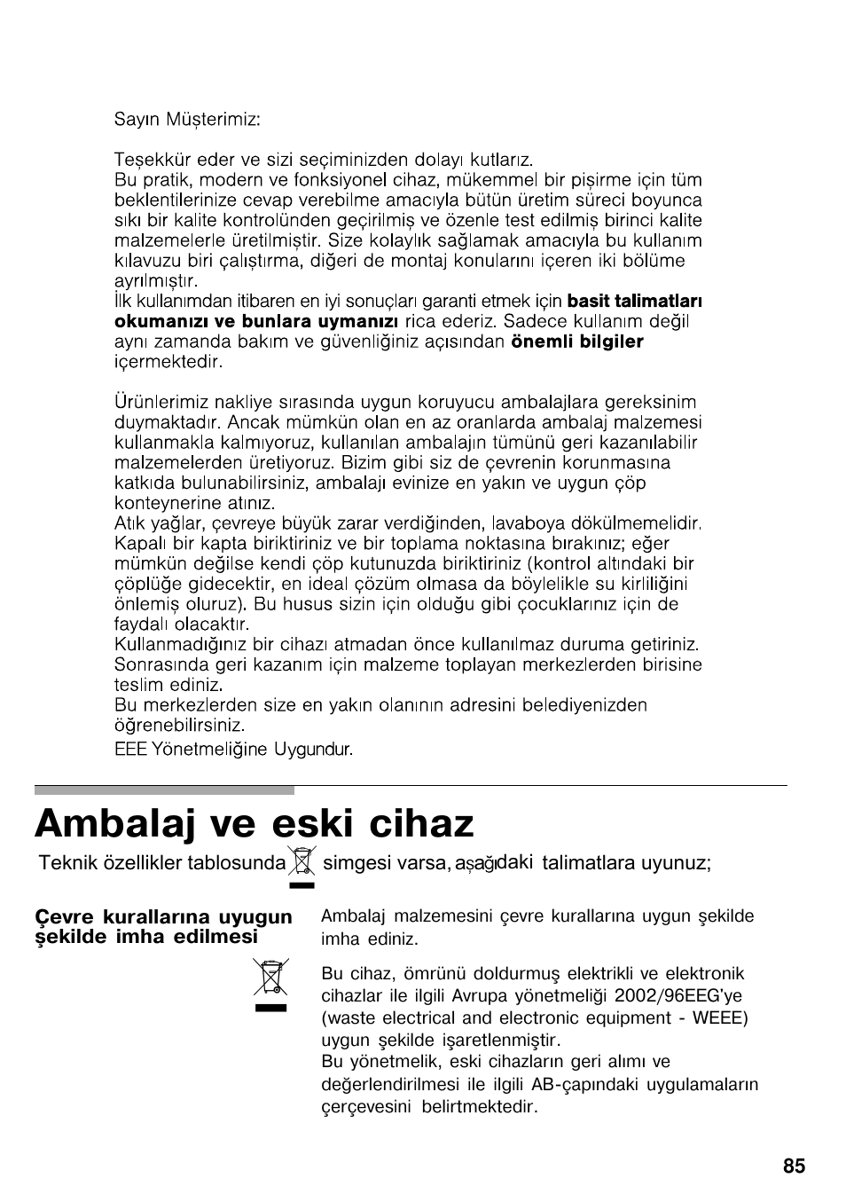 Ambalaj ve eski cihaz | Siemens EG20158EU User Manual | Page 87 / 98