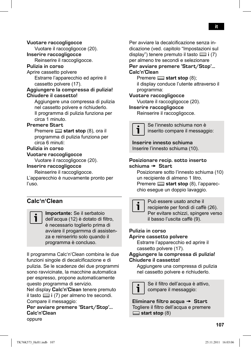 Calc‘n‘clean | Siemens TK76K573 User Manual | Page 109 / 176