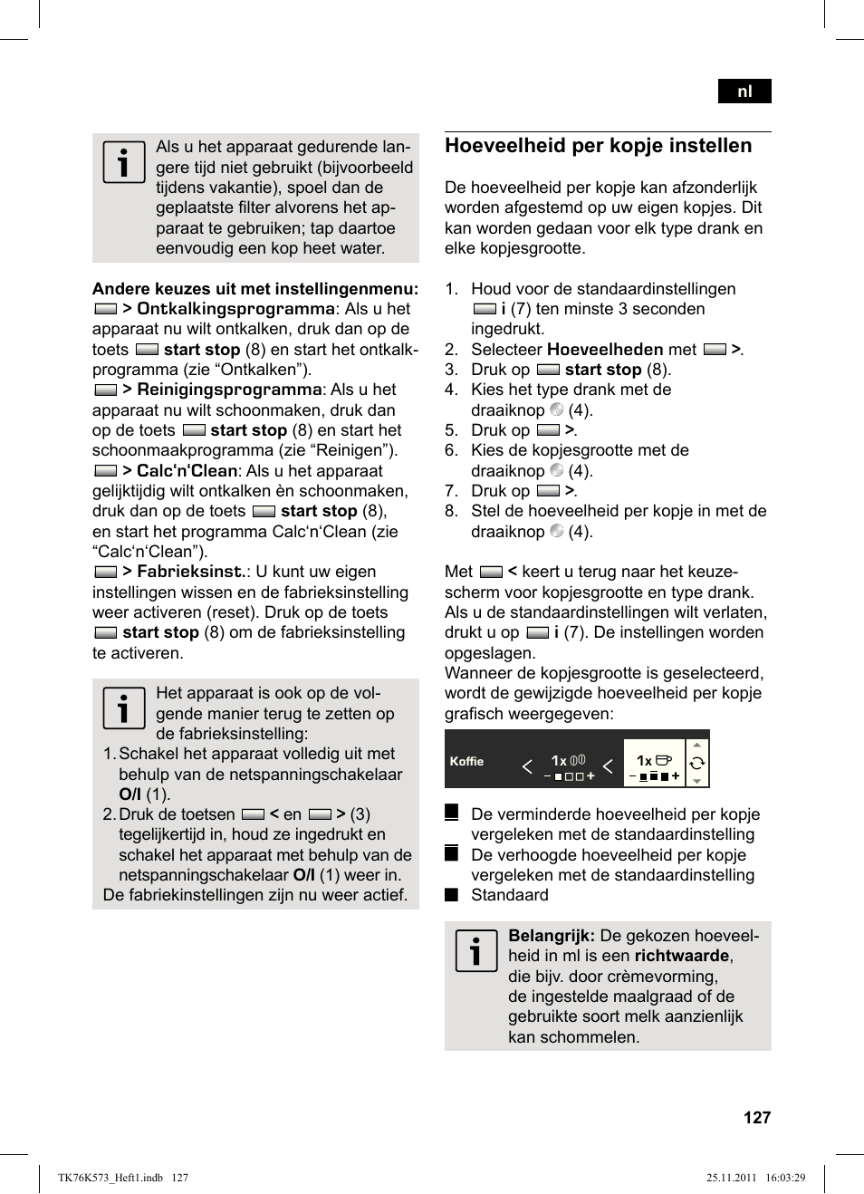 Hoeveelheid per kopje instellen | Siemens TK76K573 User Manual | Page 129 / 176