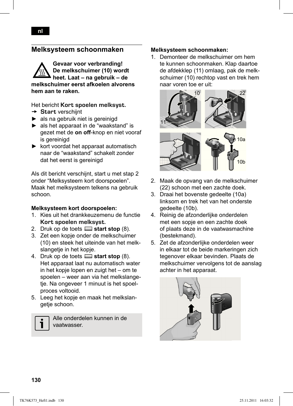 Melksysteem schoonmaken | Siemens TK76K573 User Manual | Page 132 / 176