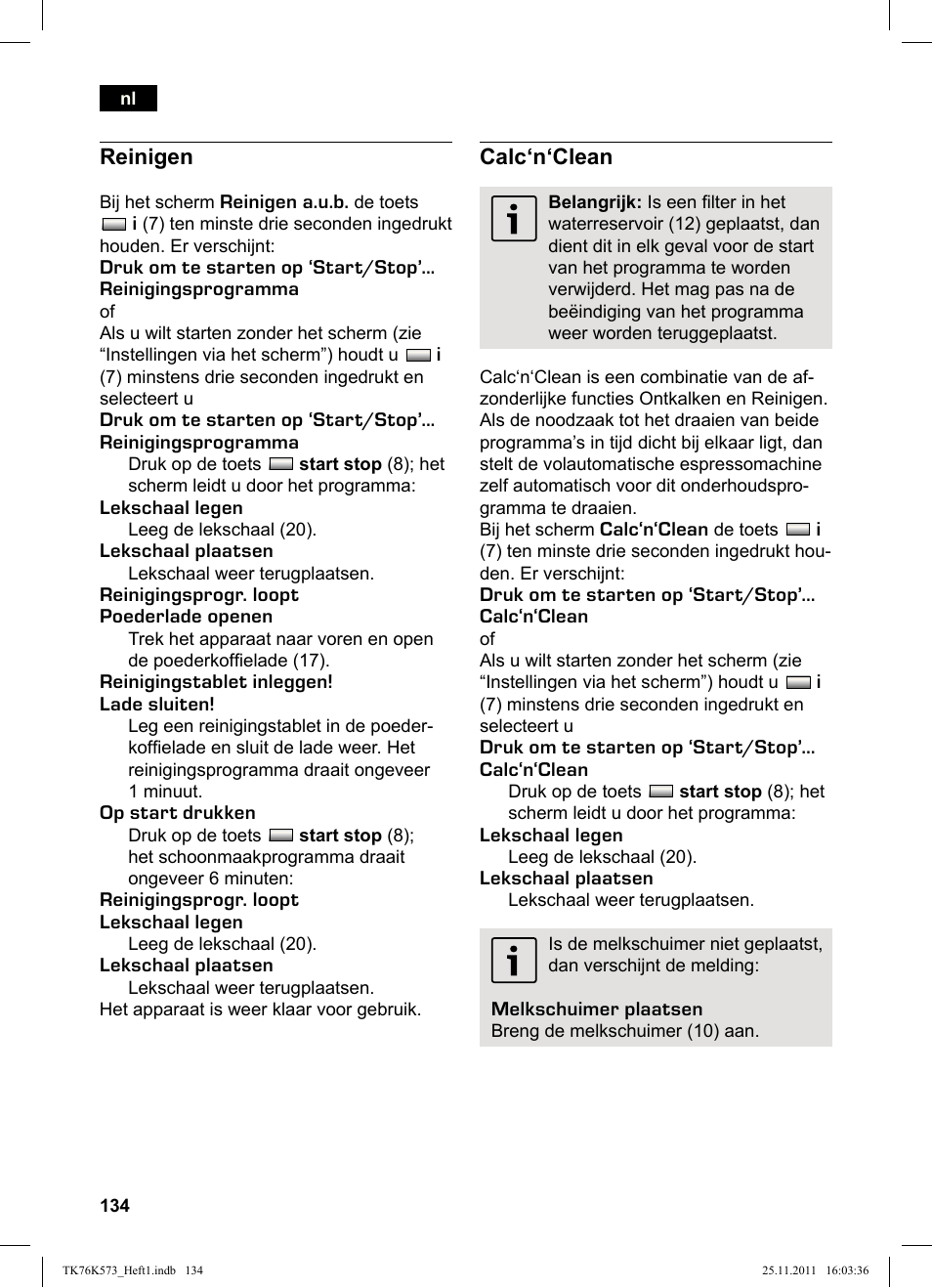 Reinigen, Calc‘n‘clean | Siemens TK76K573 User Manual | Page 136 / 176