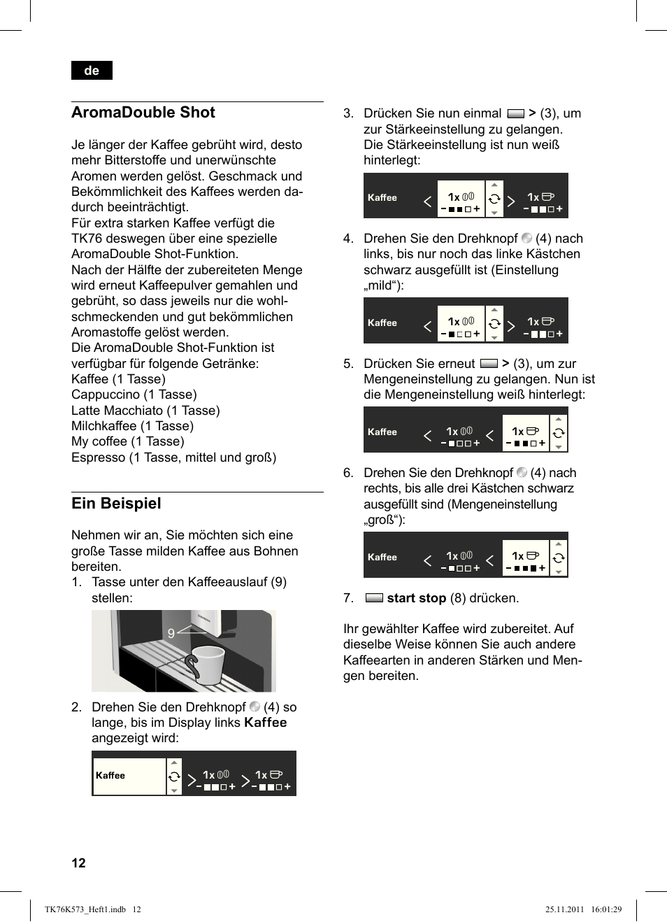 Aromadouble shot, Ein beispiel | Siemens TK76K573 User Manual | Page 14 / 176